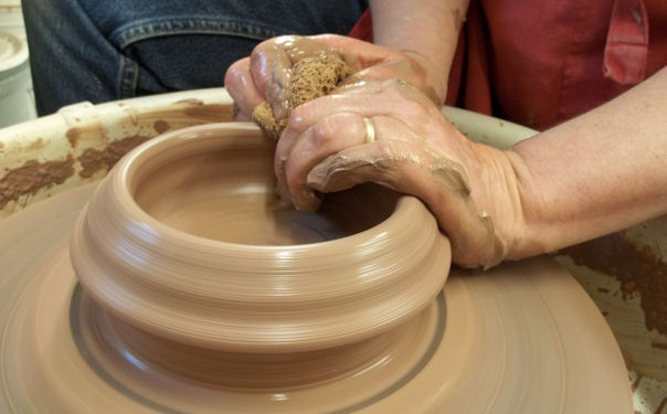 Cathie Miranda Potterylady Working on Potter's wheel